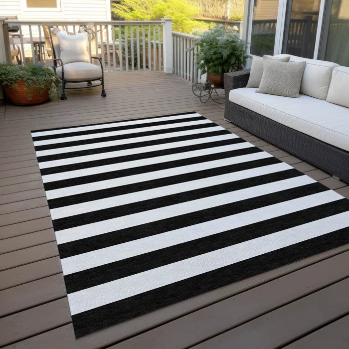 Washable Striped Indoor / Outdoor Rug