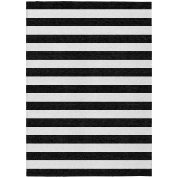 Washable Striped Indoor / Outdoor Rug