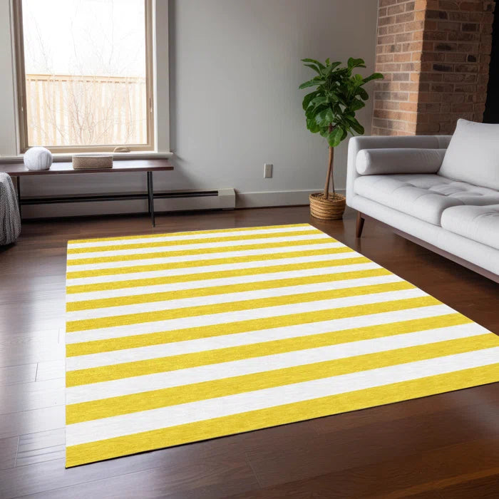 Washable Striped Indoor / Outdoor Rug