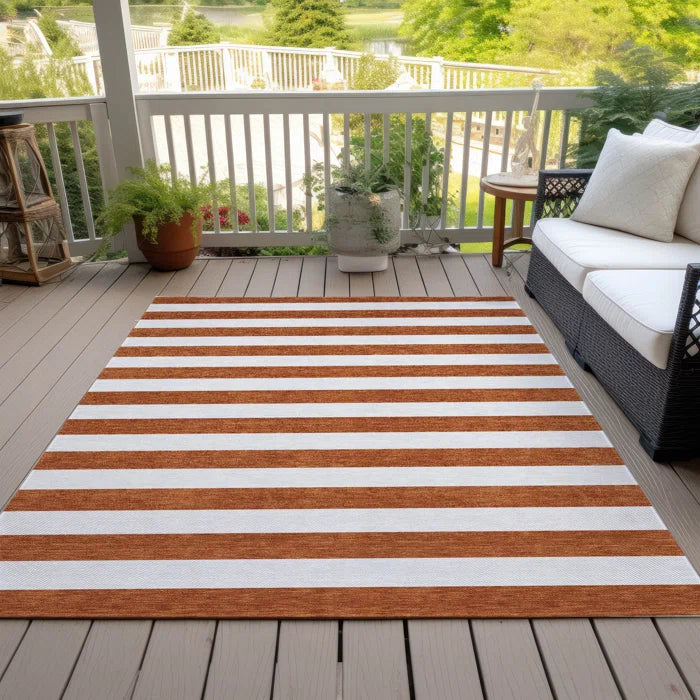 Washable Striped Indoor / Outdoor Rug