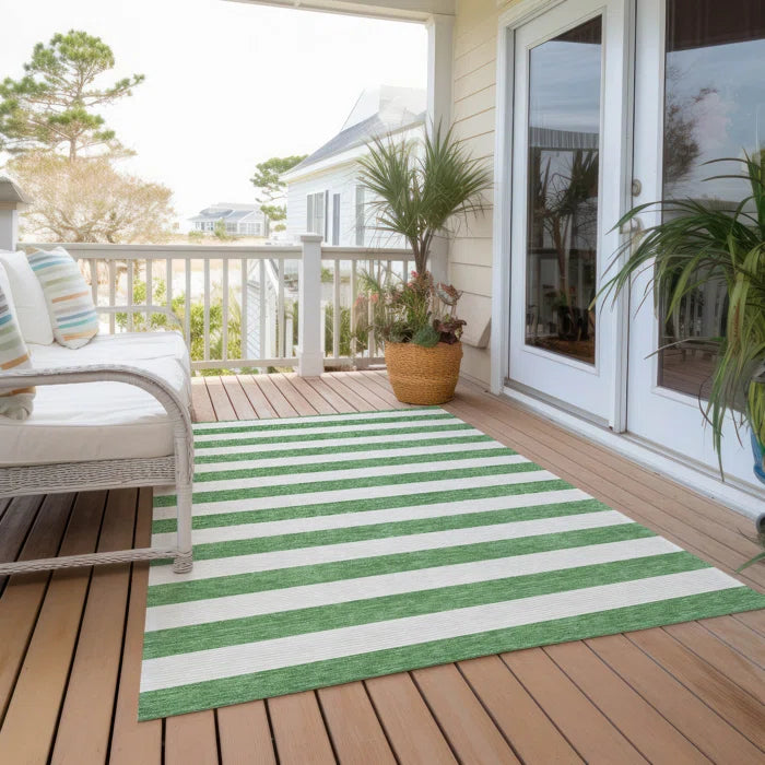 Washable Striped Indoor / Outdoor Rug