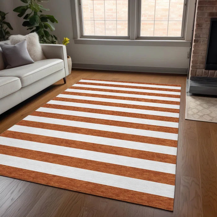 Washable Striped Indoor / Outdoor Rug