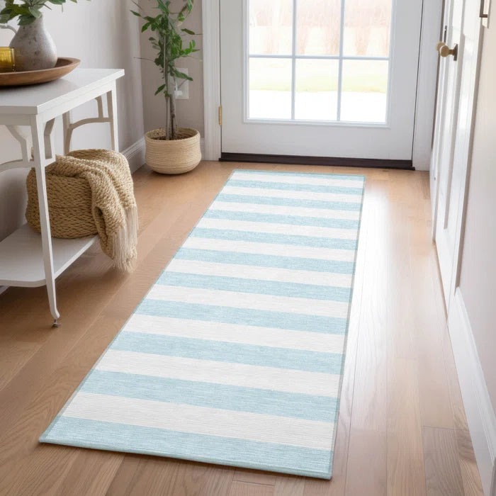 Washable Striped Indoor / Outdoor Rug