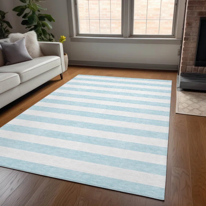 Washable Striped Indoor / Outdoor Rug