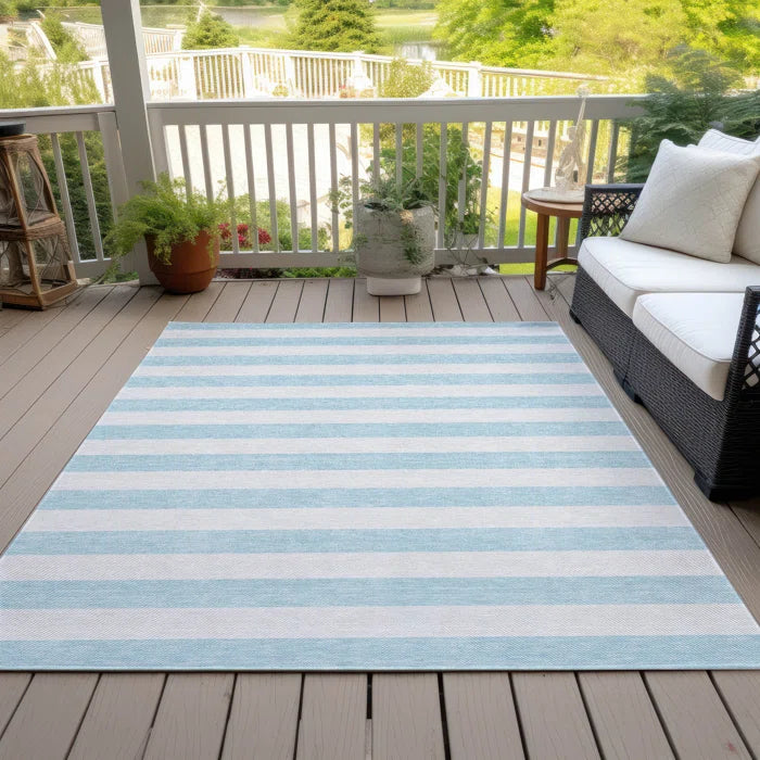 Washable Striped Indoor / Outdoor Rug