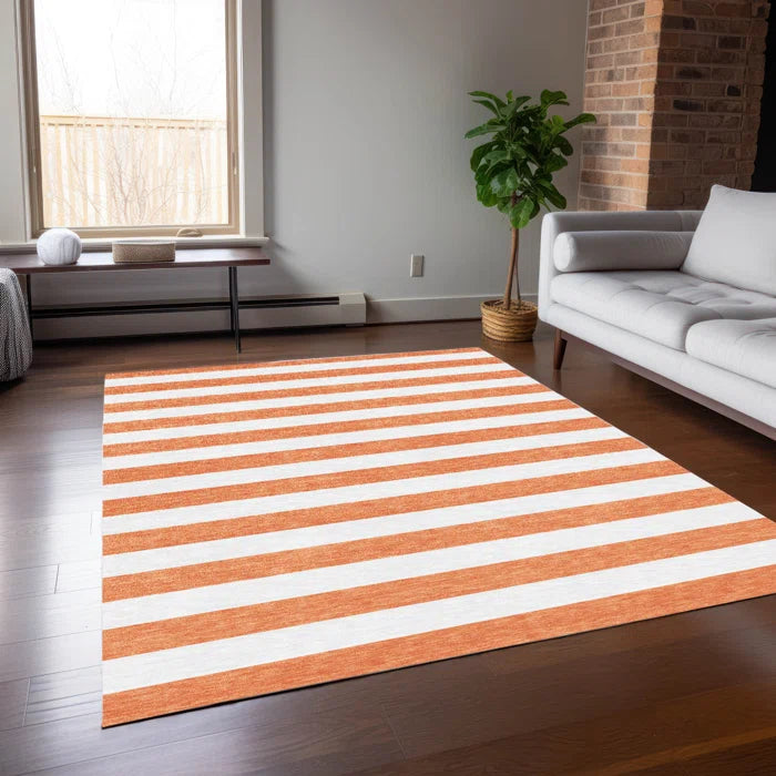 Washable Striped Indoor / Outdoor Rug