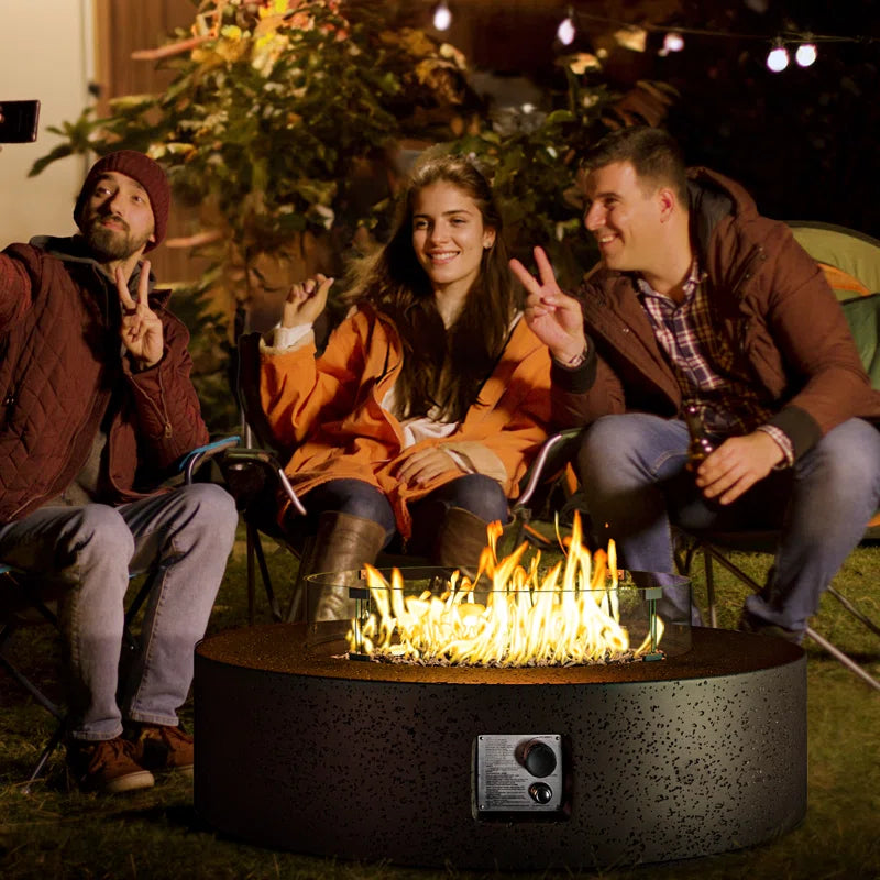 Kinzie Round Concrete Propane Smokeless Fire Pit Table