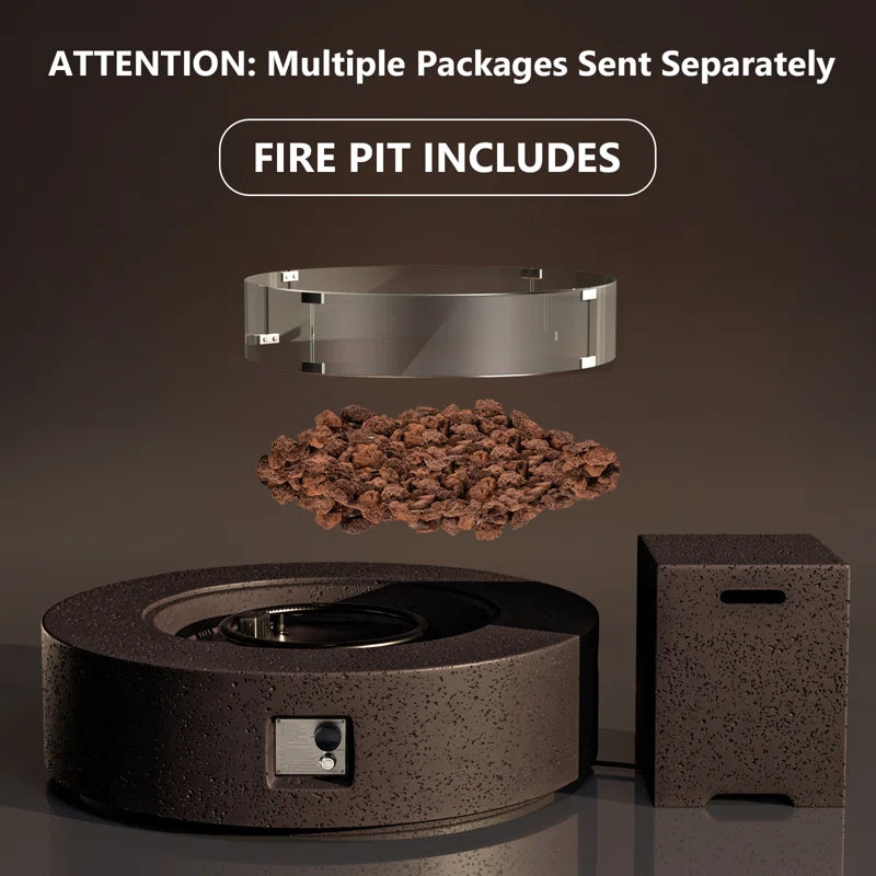 Kinzie Round Concrete Propane Smokeless Fire Pit Table