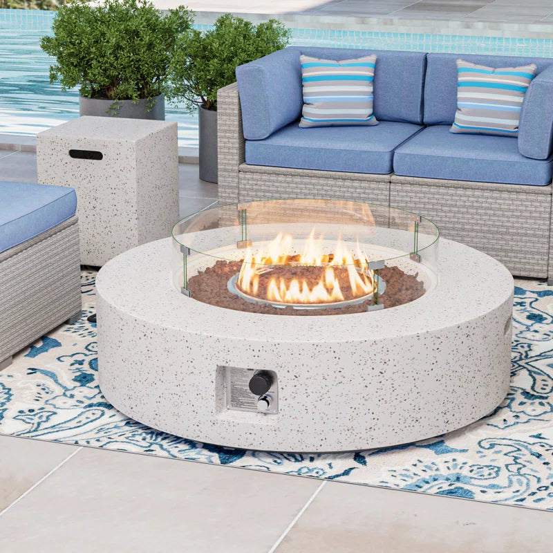 Kinzie Round Concrete Propane Smokeless Fire Pit Table