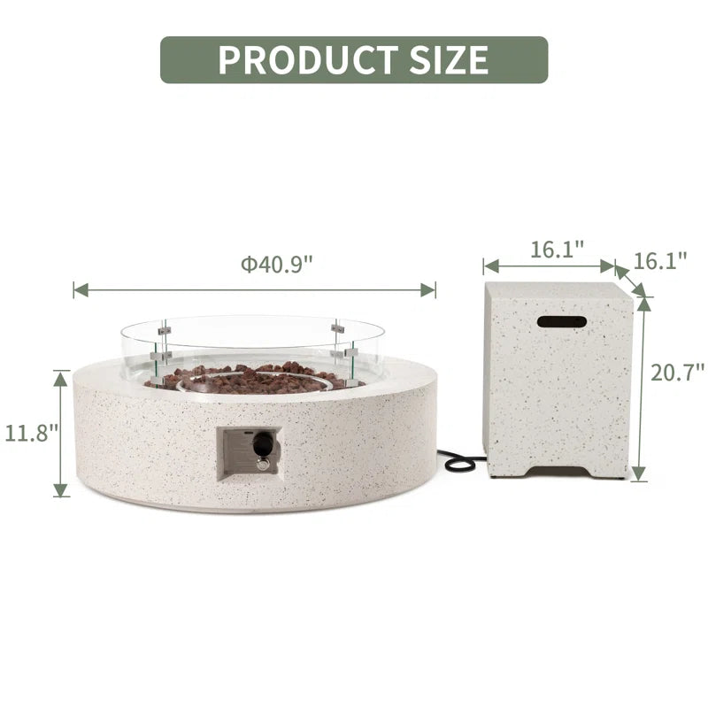 Kinzie Round Concrete Propane Smokeless Fire Pit Table