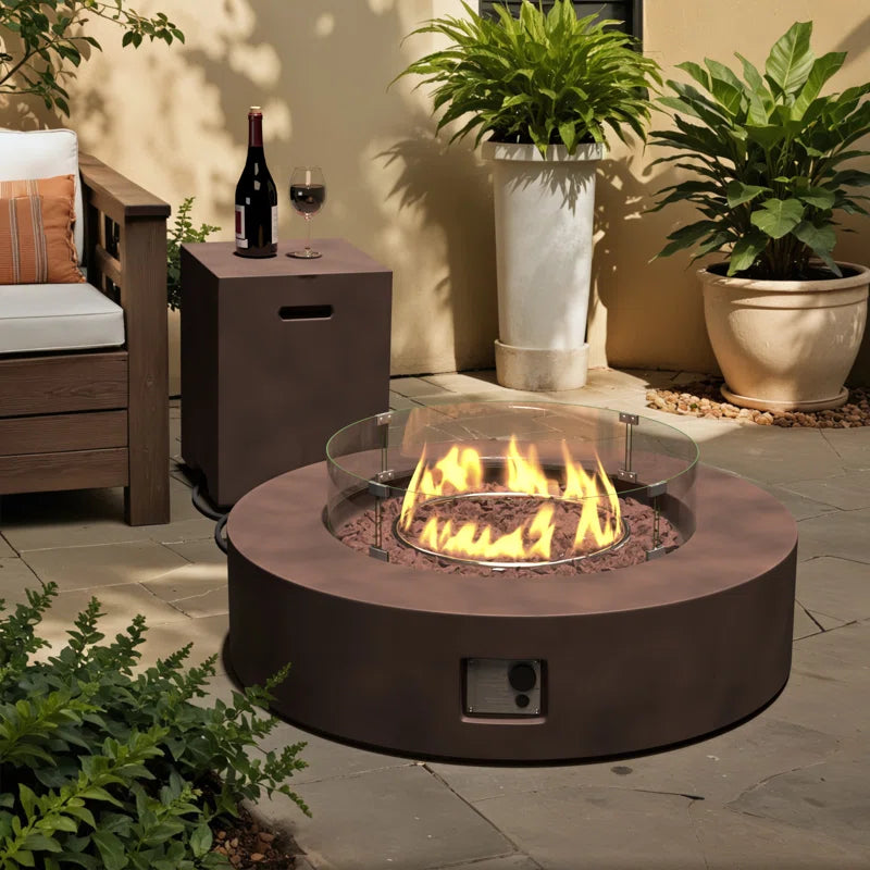 Kinzie Round Concrete Propane Smokeless Fire Pit Table