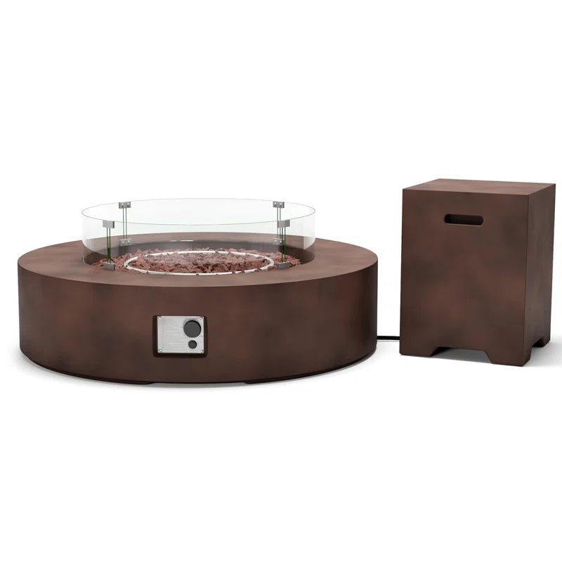 Kinzie Round Concrete Propane Smokeless Fire Pit Table