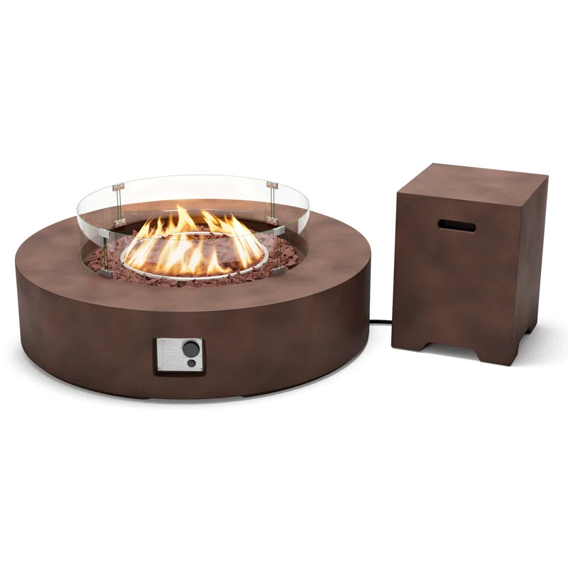 Kinzie Round Concrete Propane Smokeless Fire Pit Table