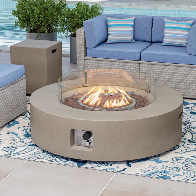 Kinzie Round Concrete Propane Smokeless Fire Pit Table