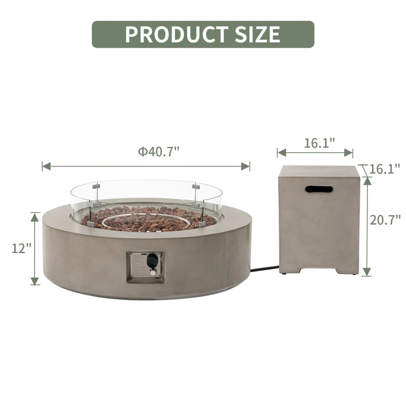 Kinzie Round Concrete Propane Smokeless Fire Pit Table