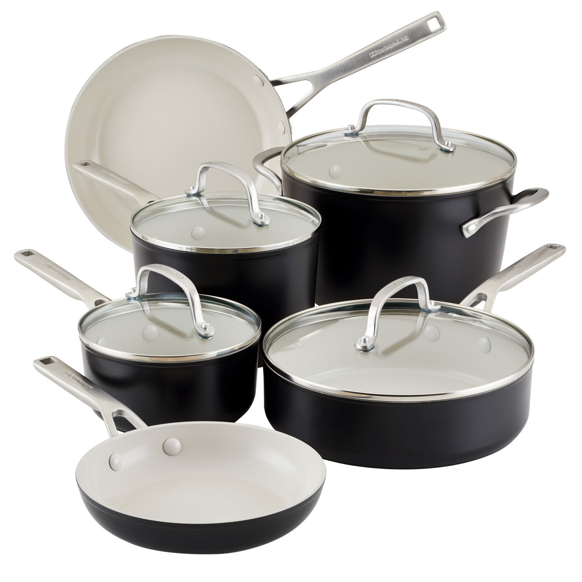 KitchenAid Hard Anodized Ceramic Nonstick Cookware Pots and Pans Set, 10 Piece