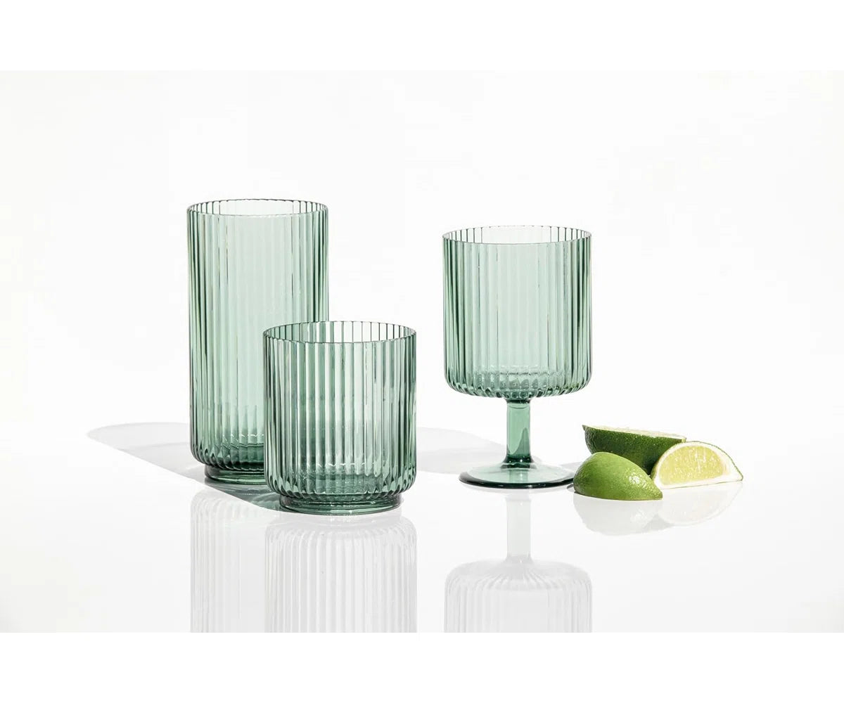 Laya Fluted Acrylic Low Tumbler Glass (Set of 6)