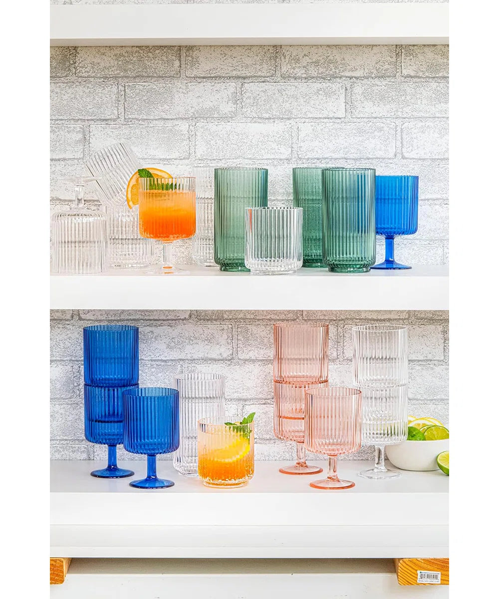 Laya Fluted Acrylic Low Tumbler Glass (Set of 6)