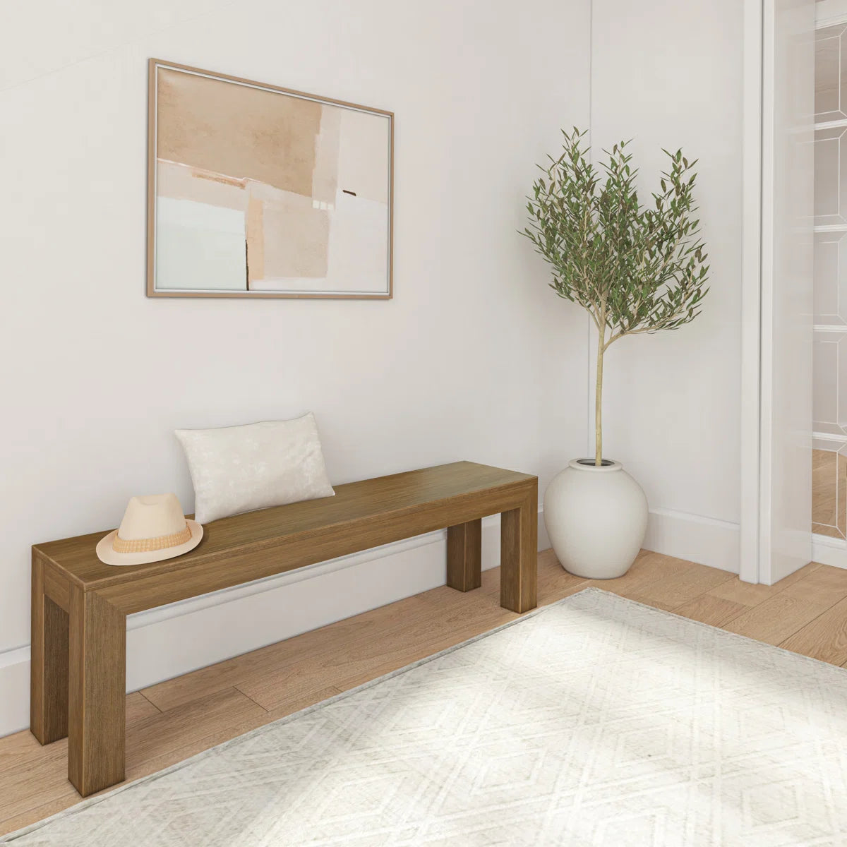 Linzy Modern Wood Bench