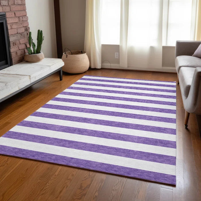 Washable Striped Indoor / Outdoor Rug