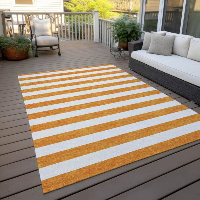 Washable Striped Indoor / Outdoor Rug