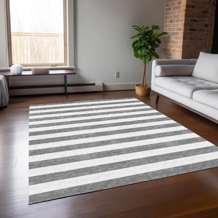 Washable Striped Indoor / Outdoor Rug