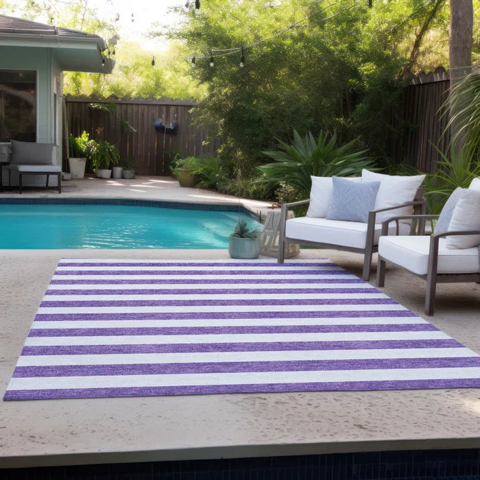 Washable Striped Indoor / Outdoor Rug