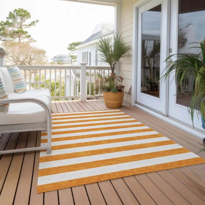 Washable Striped Indoor / Outdoor Rug