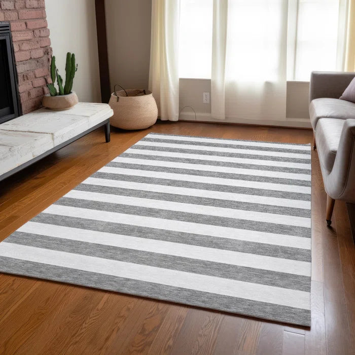 Washable Striped Indoor / Outdoor Rug
