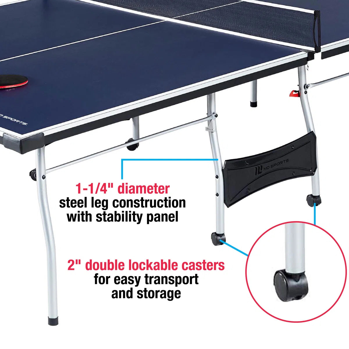 MD Sports Official Size 15mm 4 Piece Indoor Ping Pong Tennis Table