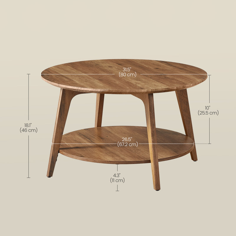 Maklena Coffee Table With 2-Tier Storage Shelves
