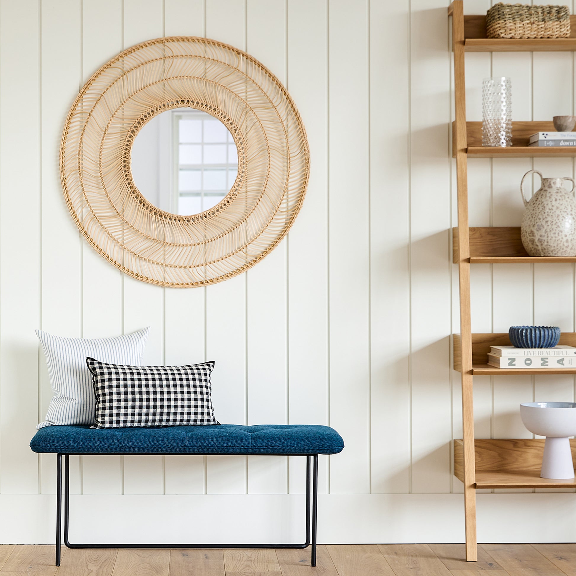 Meron Round Wall Mirror - Natural