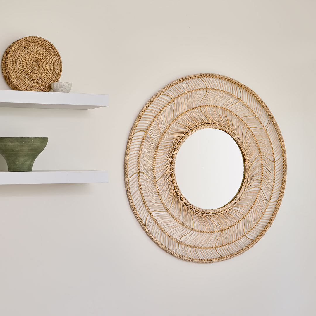 Meron Round Wall Mirror - Natural