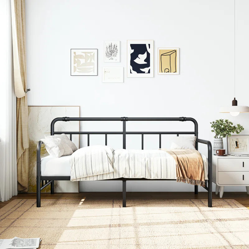 Metal Daybed, Premium Steel Slat Support to 1500lbs, Multifunctional Platform Beds for Bed Room, Living Room, Guest Room, Easy Assembly