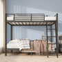 Metal Twin Over Full Standard Bunk Bed with Guardrails and Built-In Ladder