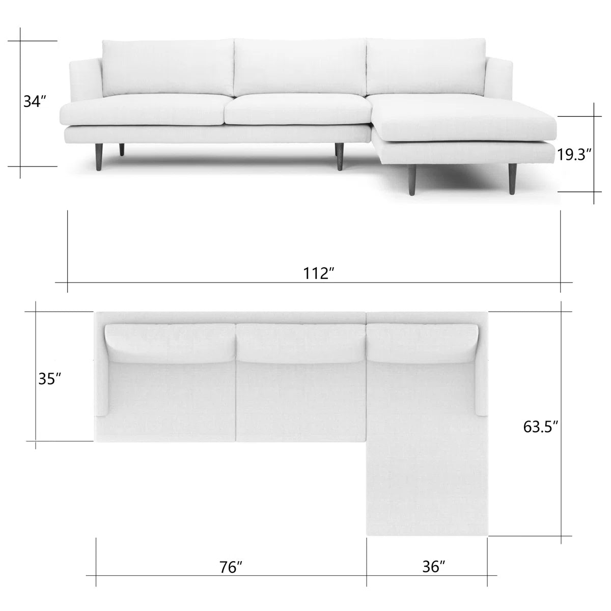 Miller 2 - Piece Upholstered Chaise Sectional