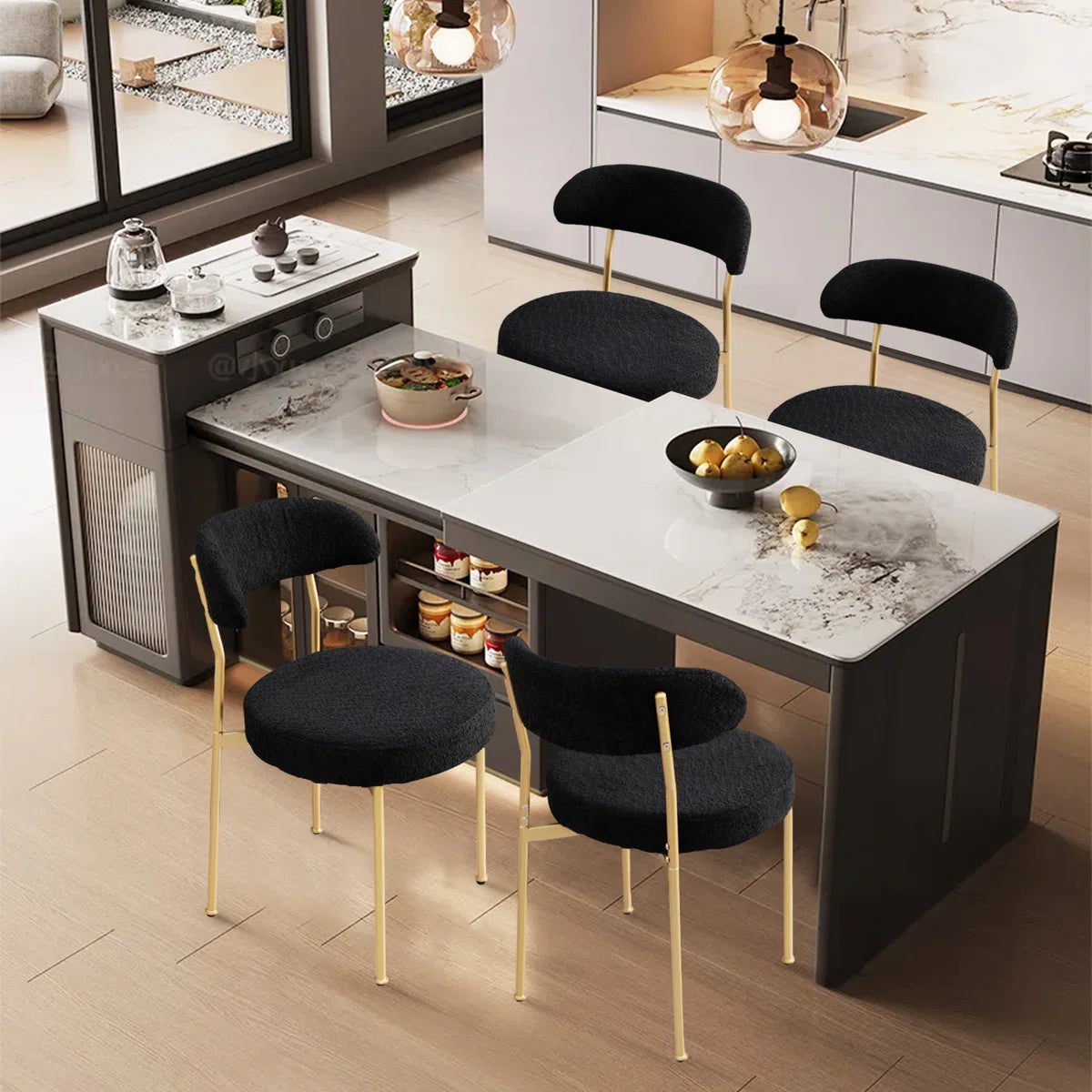 Modern Boucle Dining Chairs (Set of 4)