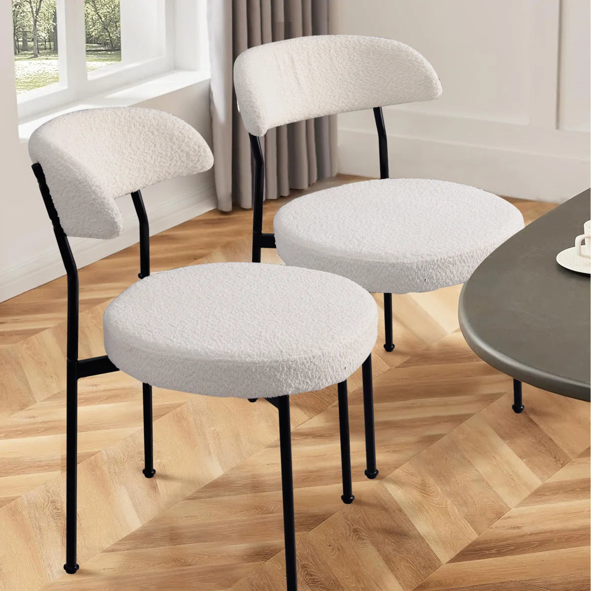 Modern Boucle Dining Chairs (Set of 4)