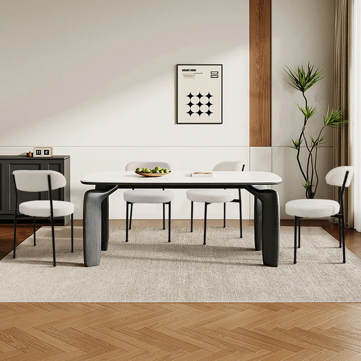 Modern Boucle Dining Chairs (Set of 4)