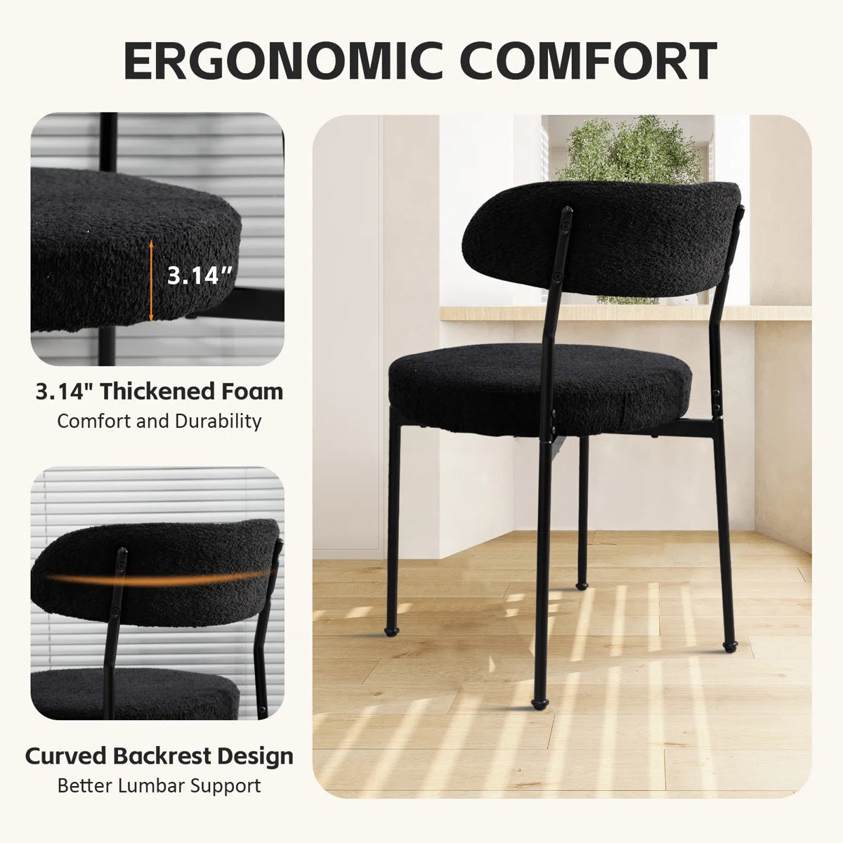 Modern Boucle Dining Chairs (Set of 4)