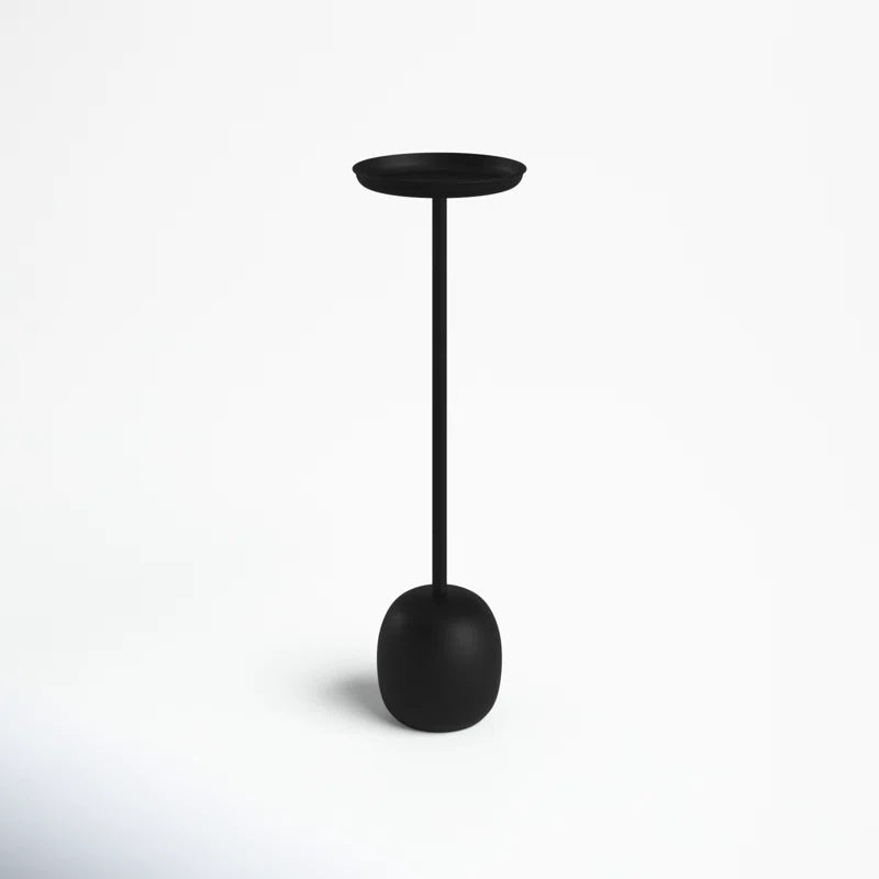 Modern Metal Accent Table with Round Tray Top - 25" Black Side Table for Living Room or Bedroom