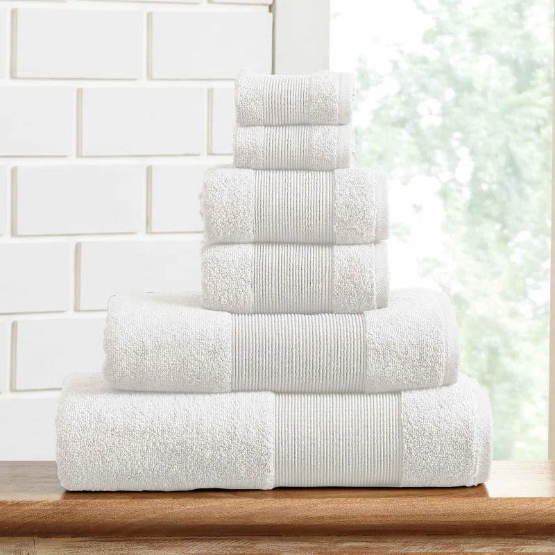 6-Piece 100% Zero-Twist Cotton Towel Set - Bath Towels