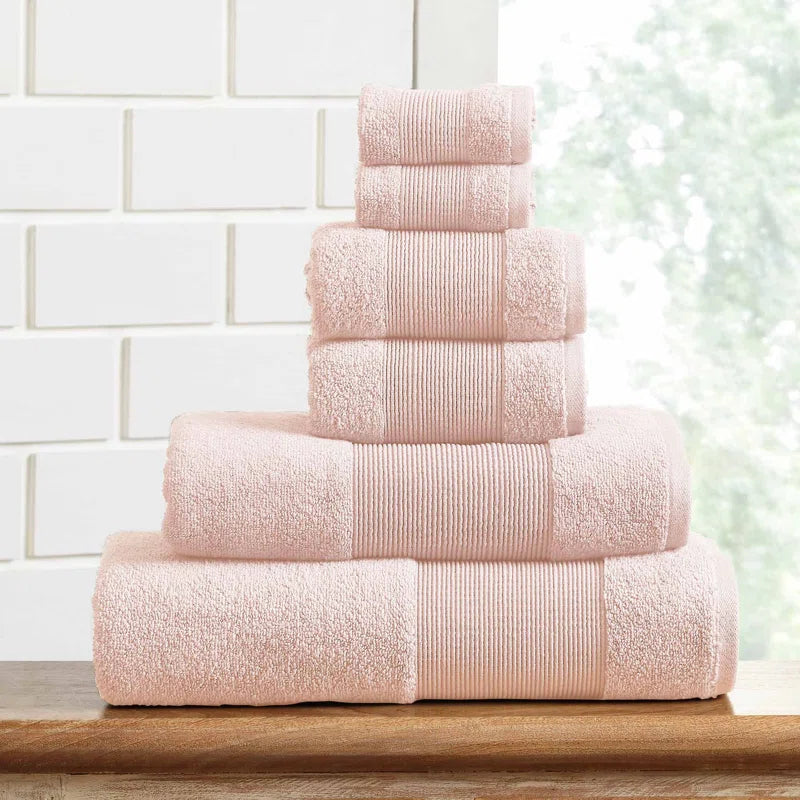 6-Piece 100% Zero-Twist Cotton Towel Set - Bath Towels