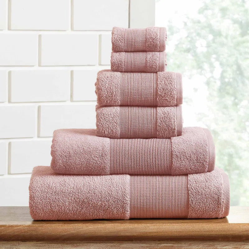 6-Piece 100% Zero-Twist Cotton Towel Set - Bath Towels