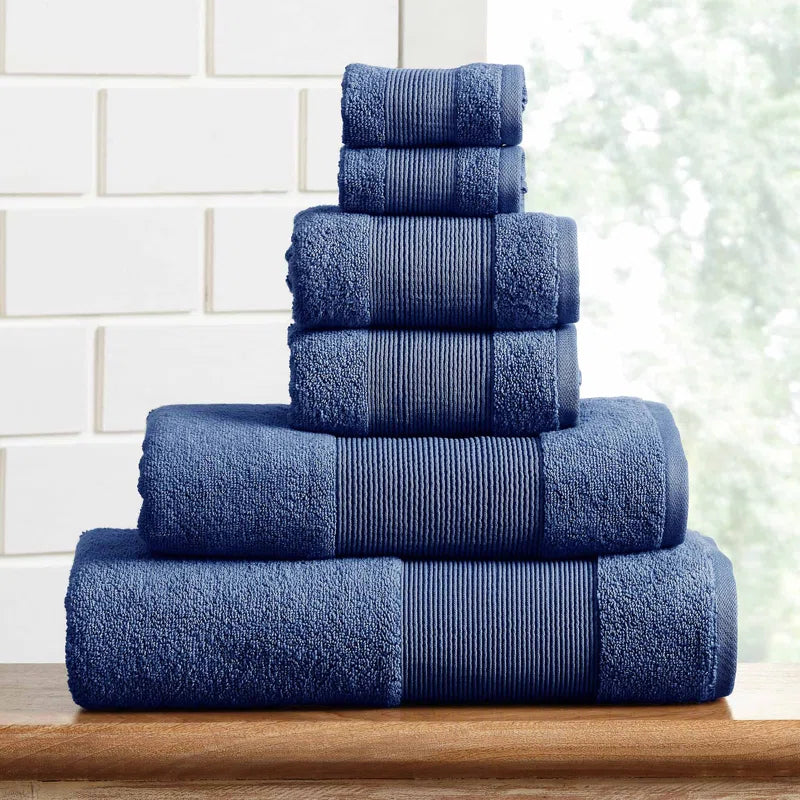 6-Piece 100% Zero-Twist Cotton Towel Set - Bath Towels