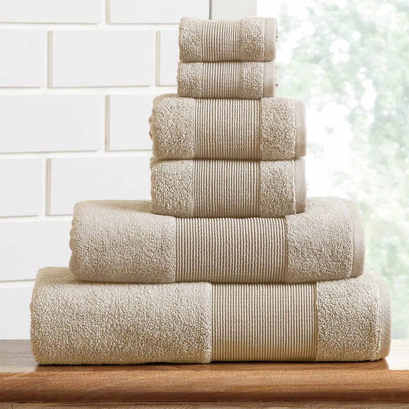 6-Piece 100% Zero-Twist Cotton Towel Set - Bath Towels