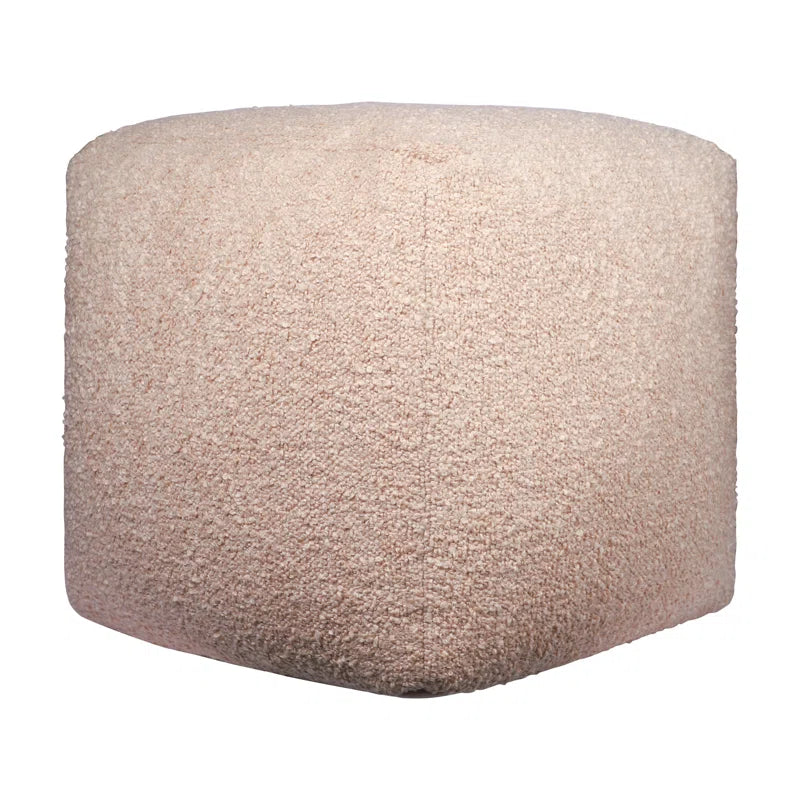 Nertila Mid-Century Modern Solid Handwoven Square Boucle Upholstered Ottoman Pouf