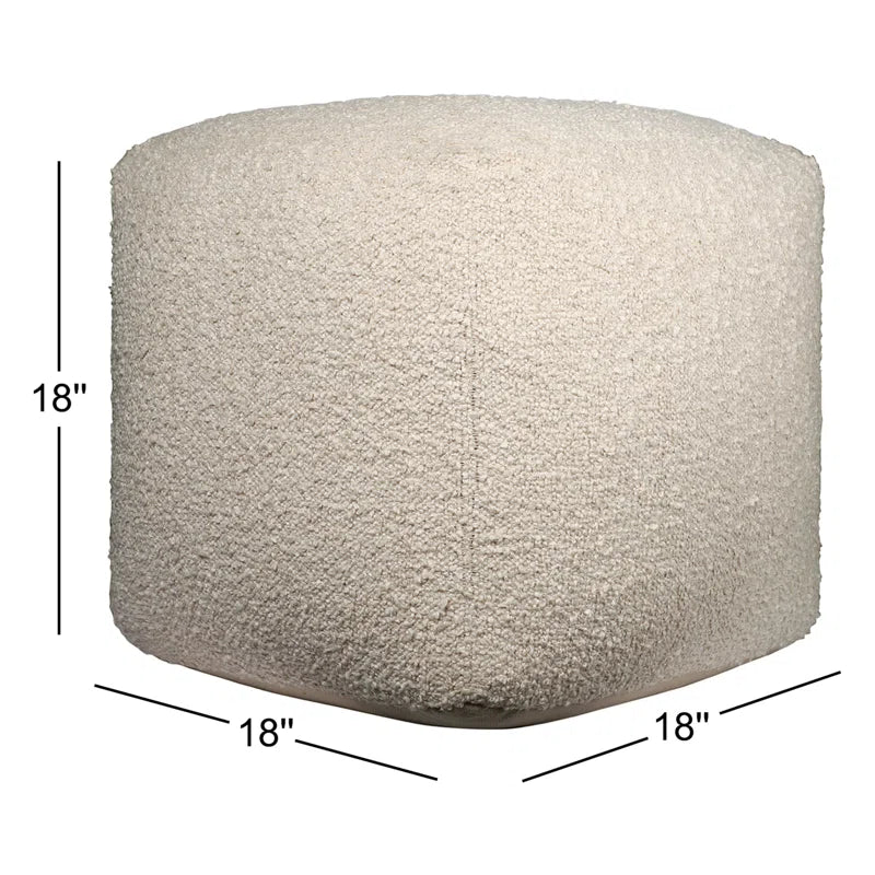 Nertila Mid-Century Modern Solid Handwoven Square Boucle Upholstered Ottoman Pouf
