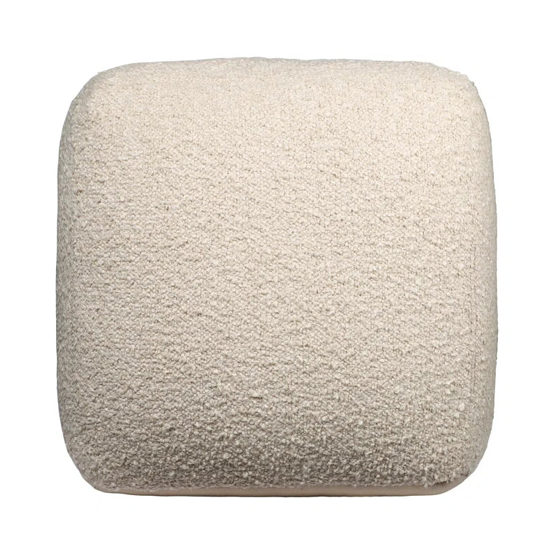 Nertila Mid-Century Modern Solid Handwoven Square Boucle Upholstered Ottoman Pouf