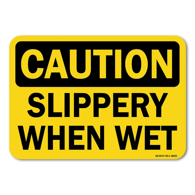 OSHA Caution Decal - Slippery When Wet Decal 14" X 10"
